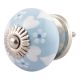 Turquoise Heart And Tiny Flower Ceramic Cabinet Knobs